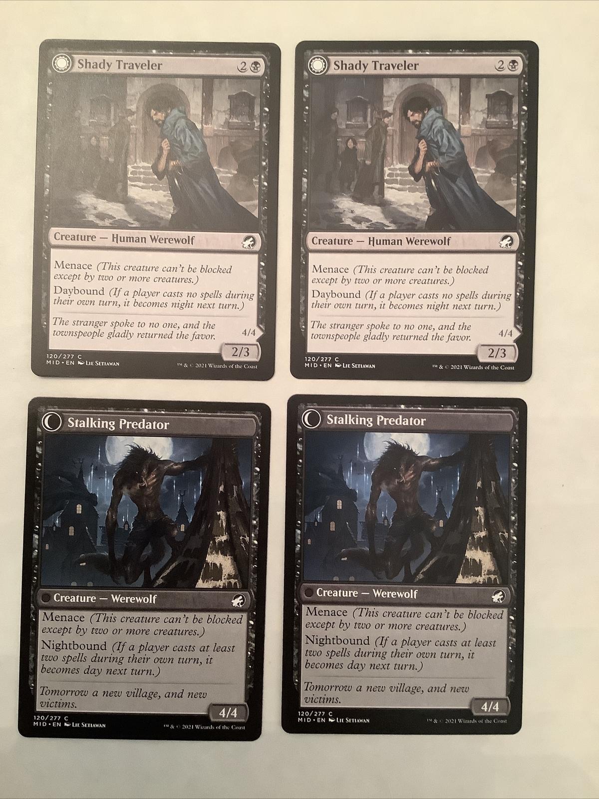 Shady Traveler // Stalking Predator x4 MID 120 MTG Werewolf DFC