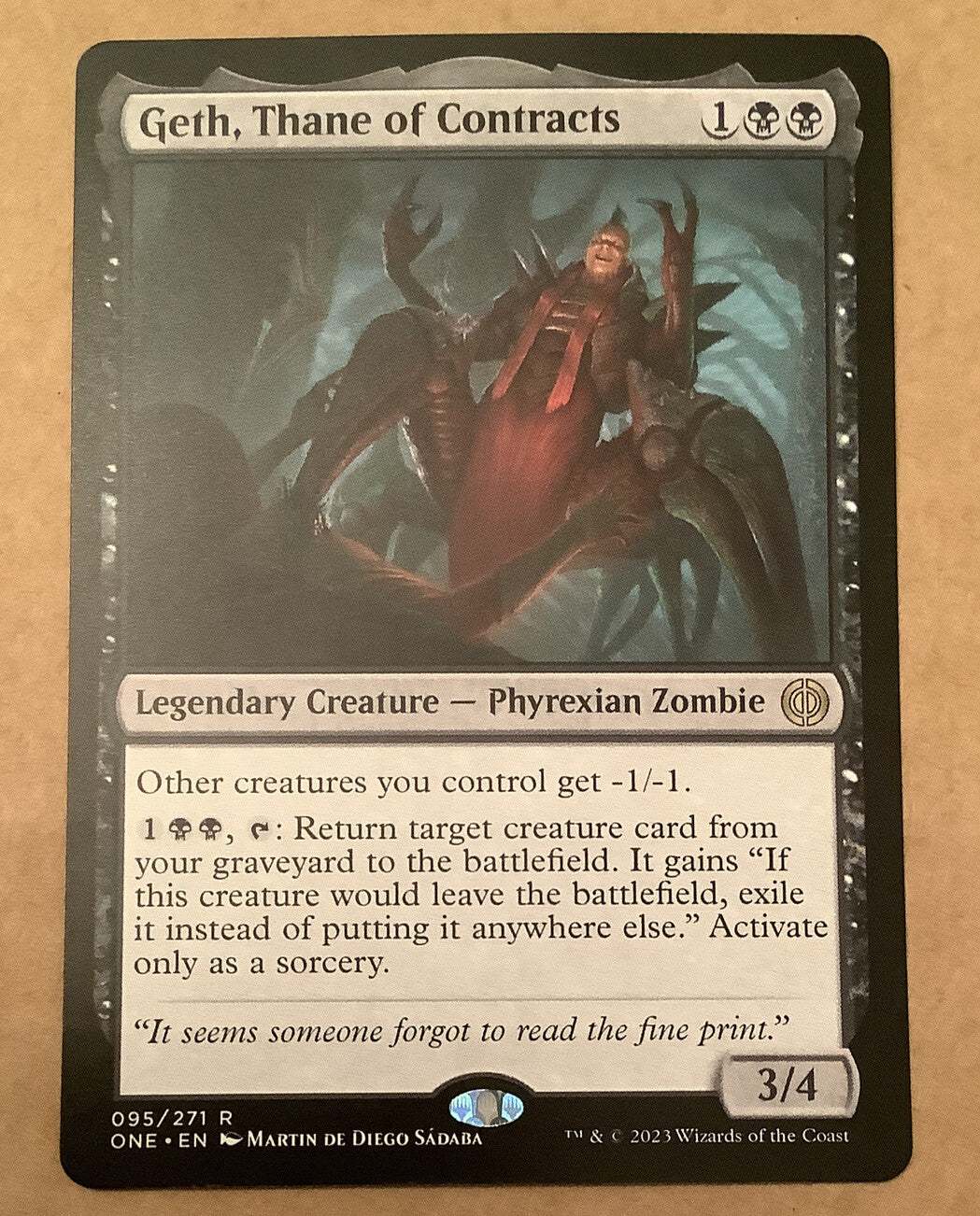 Geth Thane of Contracts ONE 95 MTG legendary Phyrexian Zombie reanimator commander card