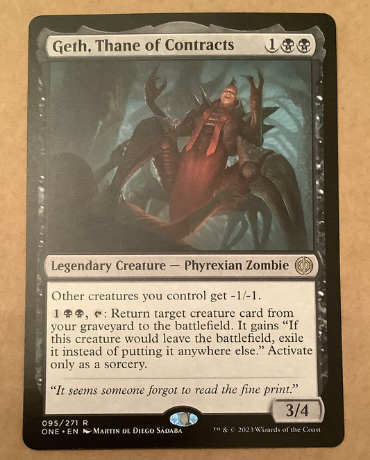 Geth Thane of Contracts ONE 95 MTG legendary Phyrexian Zombie reanimator commander card