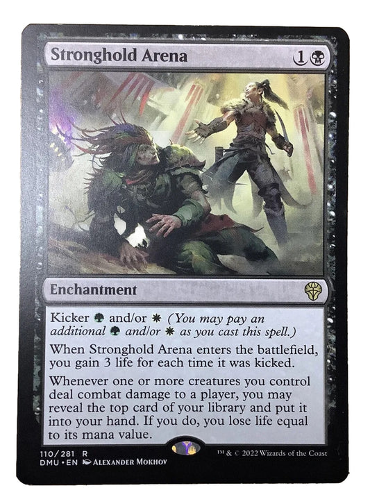 Stronghold Arena DMU 110 MTG rare enchantment with card advantage, combat damage triggers, life gain, and kicker synergy.