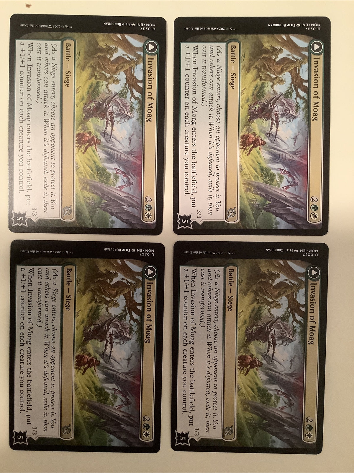 March of the Machine Invasion of Moag // Bloomwielder Dryads #237 x4 DFC playset featuring counter synergies, Ward protection, and creature growth payoffs.