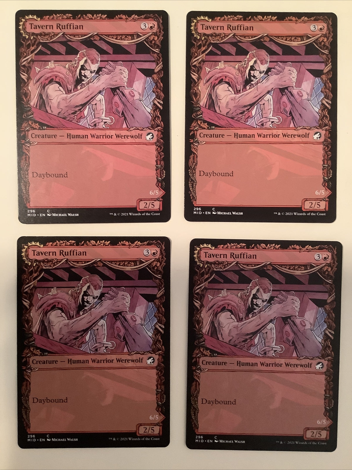 Tavern Ruffian Tavern Smasher showcase Magic the Gathering Innistrad Midnight Hunt common werewolf cards