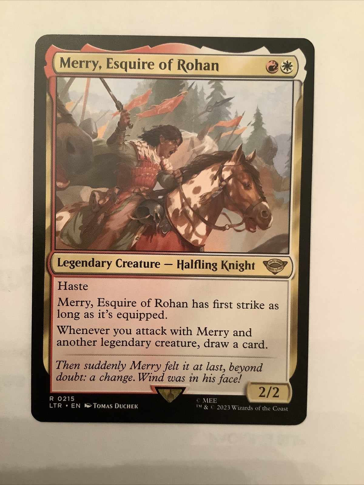 Merry Esquire of Rohan legendary MTG card from Lord of the Rings Tales of Middle-earth
