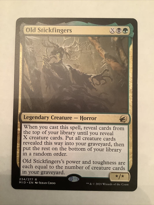 Old Stickfingers MID 234 MTG Reanimator legendary creature card by DM Vault Co