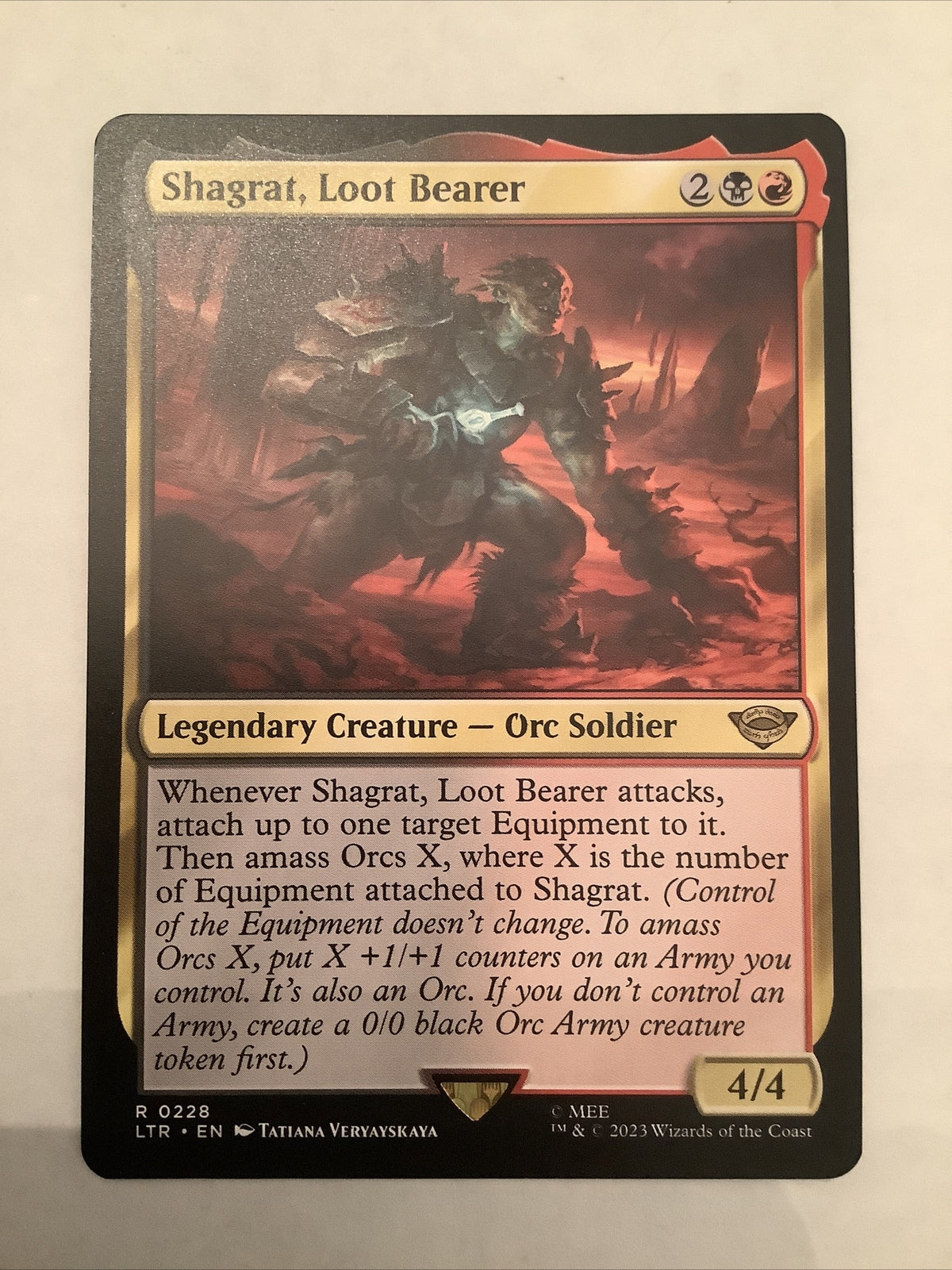 Shagrat Loot Bearer MTG LOTR legendary orc equipment amass card