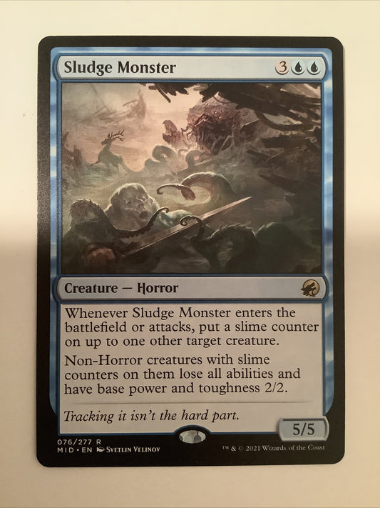 Sludge Monster MTG card (MID 076/277) blue rare Creature — Horror close-up
