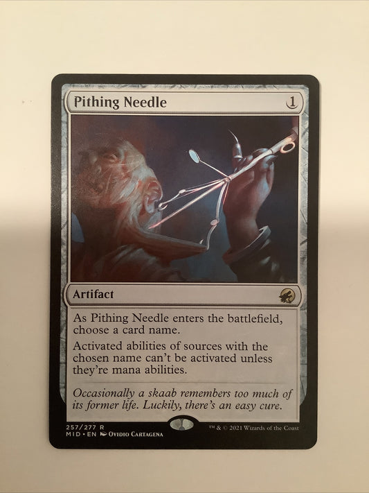 Pithing Needle MTG card (MID 257/277) rare artifact close-up
