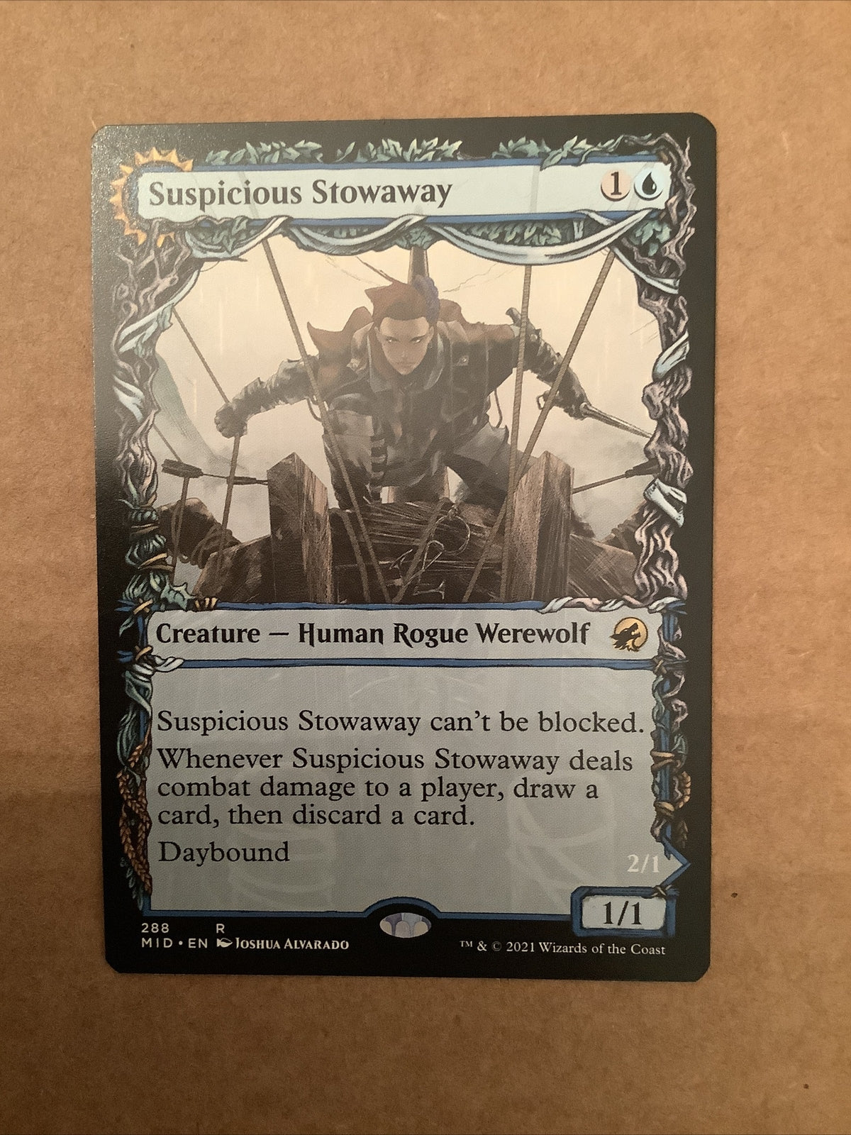 Suspicious Stowaway Seafaring Werewolf Showcase Innistrad Midnight Hunt MTG card