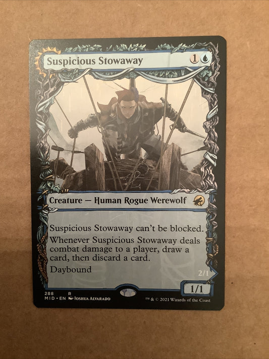 Suspicious Stowaway Seafaring Werewolf Showcase Innistrad Midnight Hunt MTG card