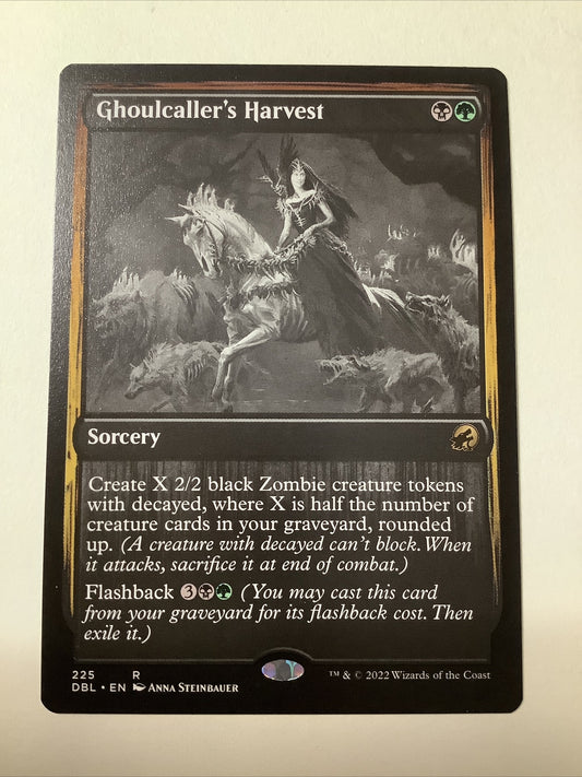Ghoulcaller’s Harvest grayscale sorcery card from Innistrad Double Feature 225