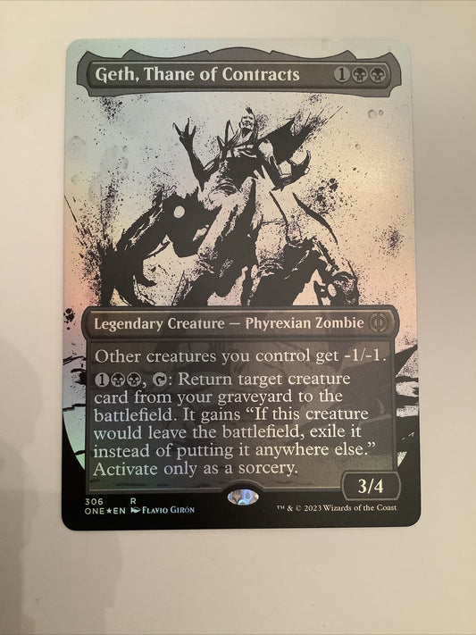 Geth Thane of Contracts ONE 306 Oil MTG legendary Phyrexian Zombie with creature reanimation and graveyard recursion.