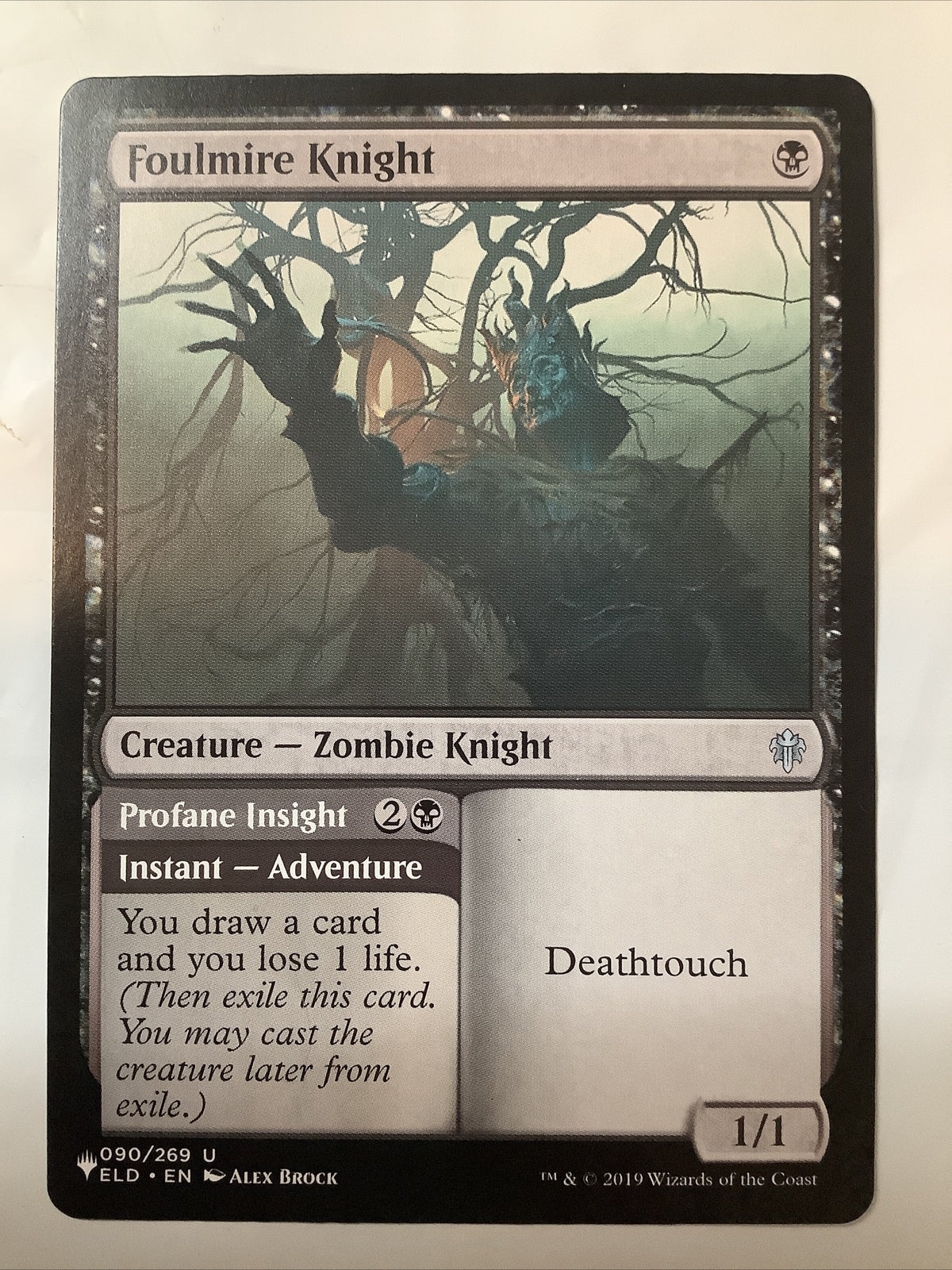 Foulmire Knight Profane Insight Adventure rare Throne of Eldraine Magic card