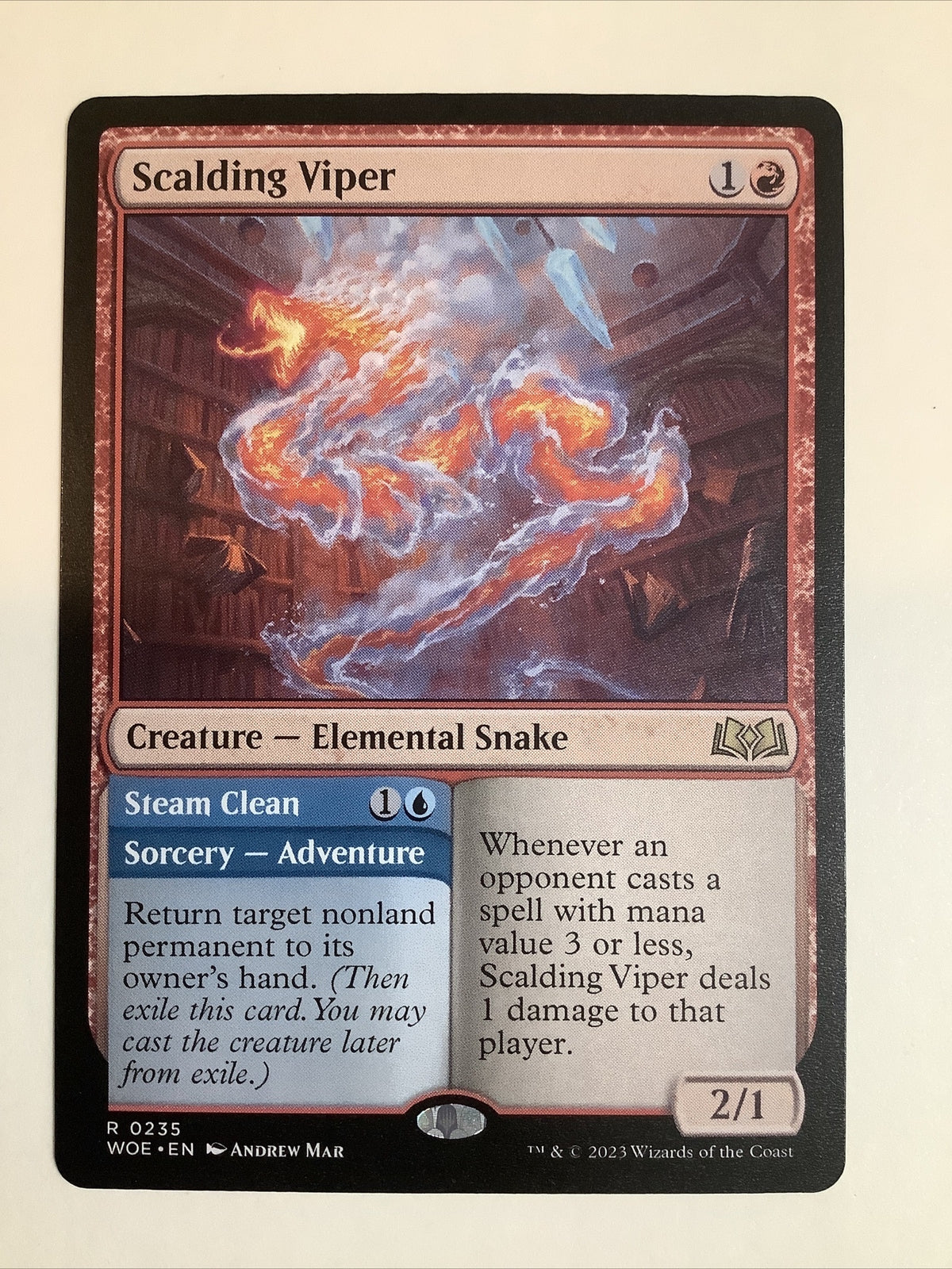 Scalding Viper WOE 235 MTG Regular Wilds of Eldraine rare Adventure creature — DM Vault Co