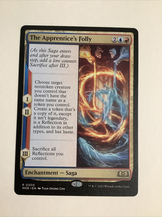 The Apprentice's Folly enchantment saga card from Wilds of Eldraine Magic the Gathering