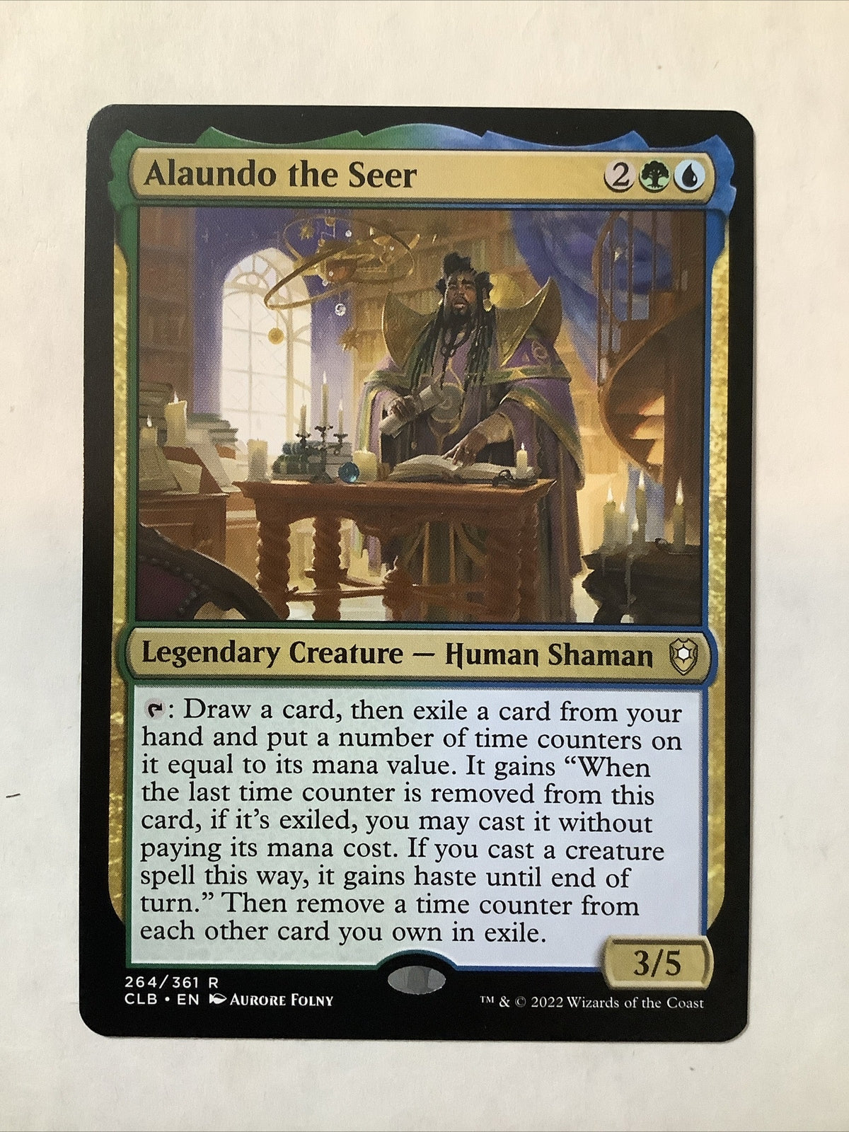 Alaundo the Seer CLB 264 regular finish Magic the Gathering legendary Human Shaman creature card.