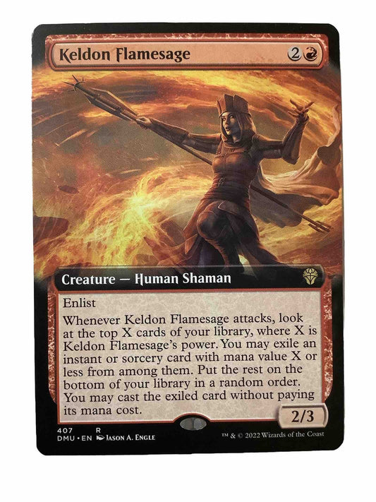 Keldon Flamesage Extended Art DMU #407 Regular Finish from Dominaria United.