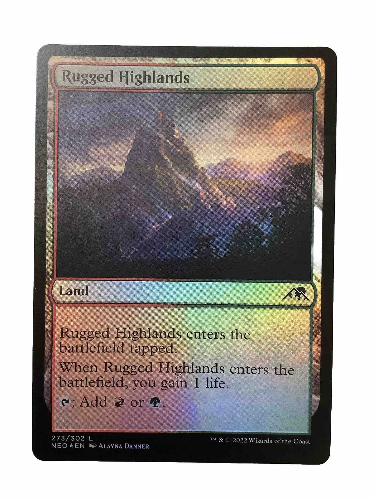 Rugged Highlands NEO 273 MTG Foil Red Green Gain Land Dual