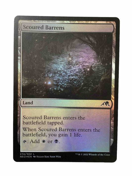 Scoured Barrens NEO 274 Foil Magic the Gathering Orzhov dual land card.