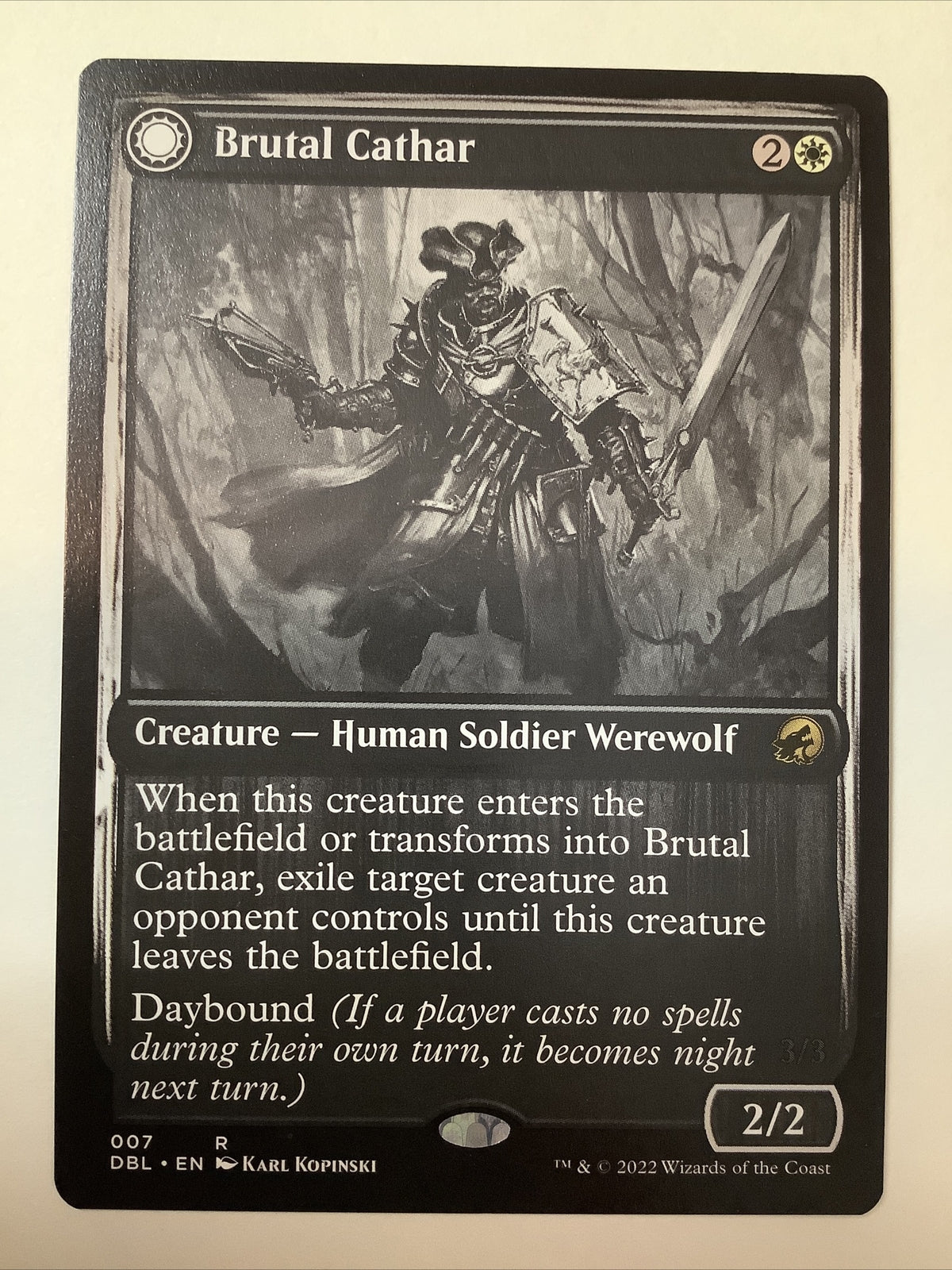 Brutal Cathar // Moonrage Brute #7 regular double-faced card from Innistrad: Double Feature.