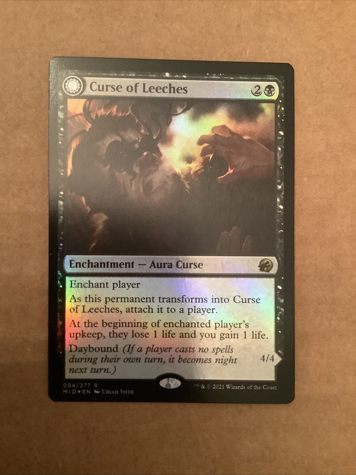 Curse of Leeches // Leeching Lurker #94 foil double-faced card from Innistrad: Midnight Hunt.