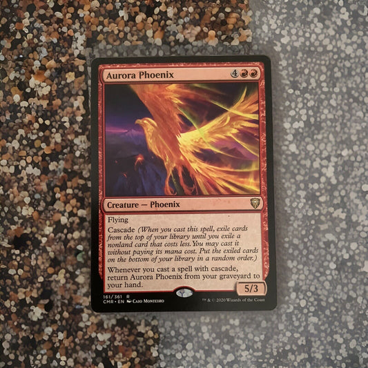 Aurora Phoenix Commander Legends red creature card with cascade