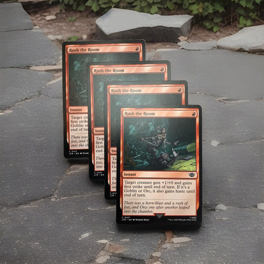 Magic: The Gathering card Rush the Room from The Lord of the Rings: Tales of Middle-earth, LTR 0147.
