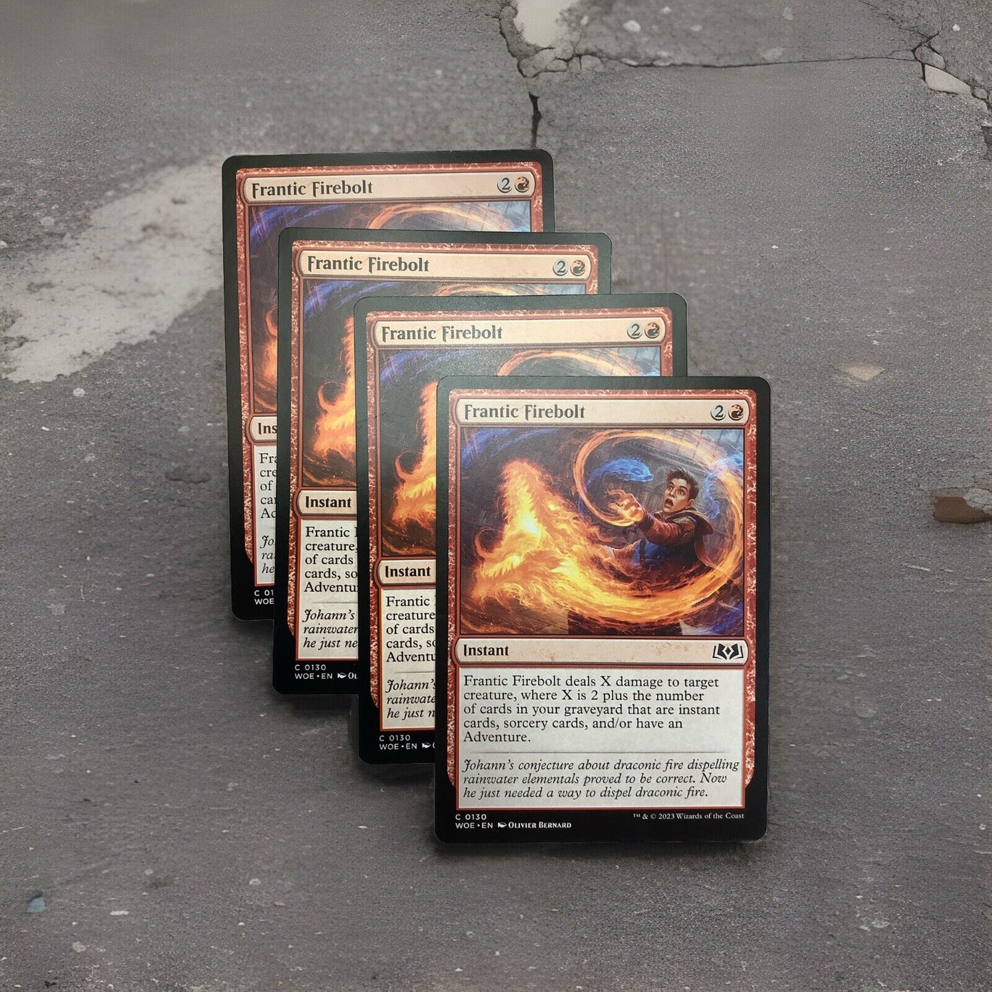 Frantic Firebolt WOE 130 regular MTG card playset front