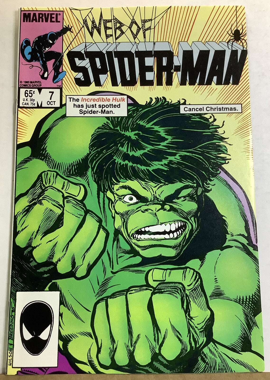 Web of Spider-Man #7 (1985) — Hulk “Cancel Christmas” Direct Edition