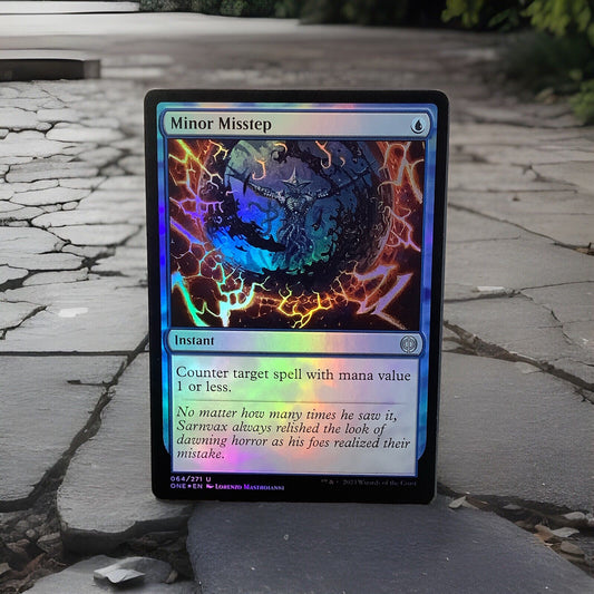 Magic the Gathering Minor Misstep foil instant card from Phyrexia All Will Be One with fractured void artwork
