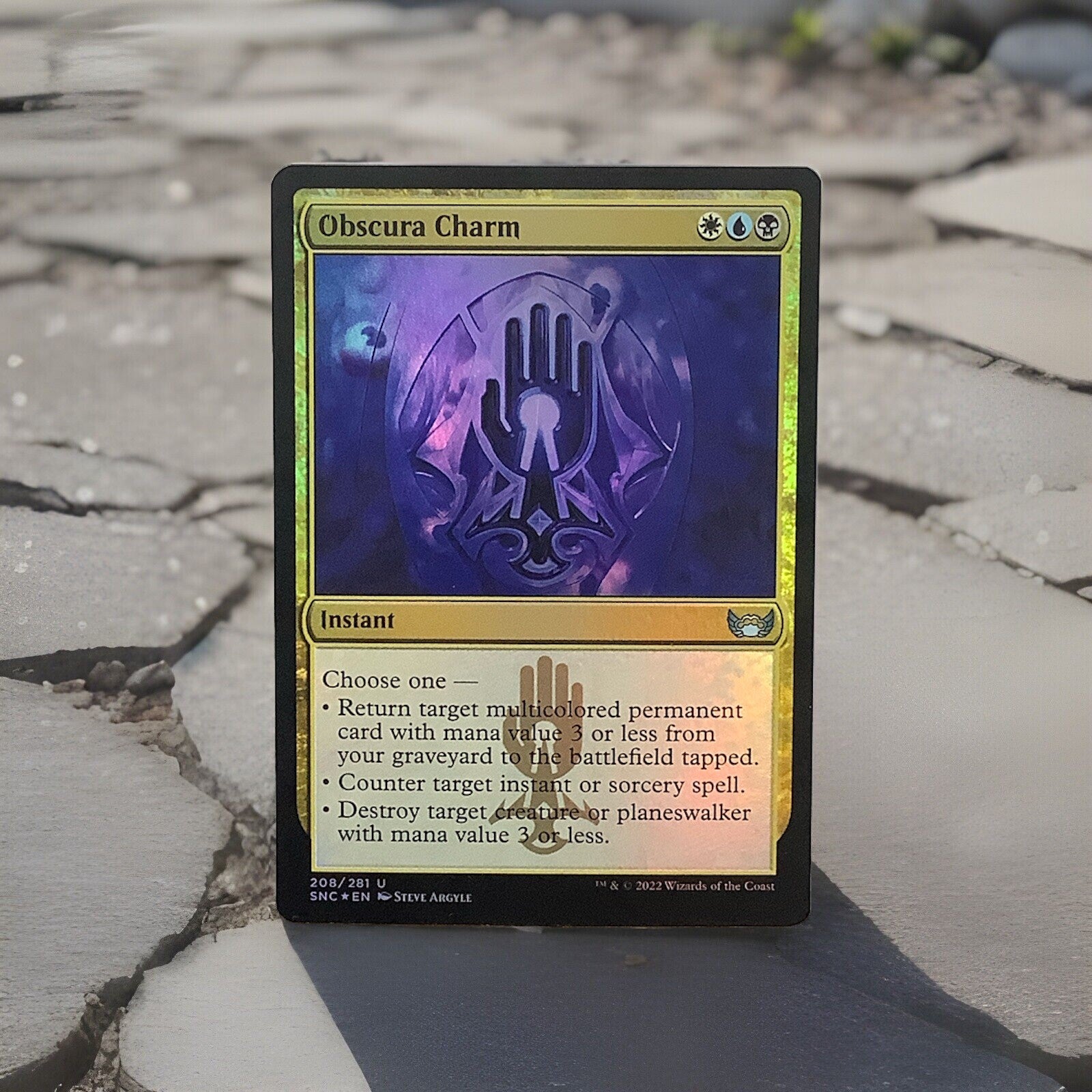 Obscura Charm foil instant Streets of New Capenna card 208/281