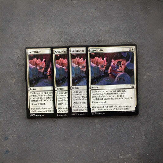 March of the Machine Scrollshift #34 playset featuring instant-speed protection, card draw, and enter-the-battlefield synergies.