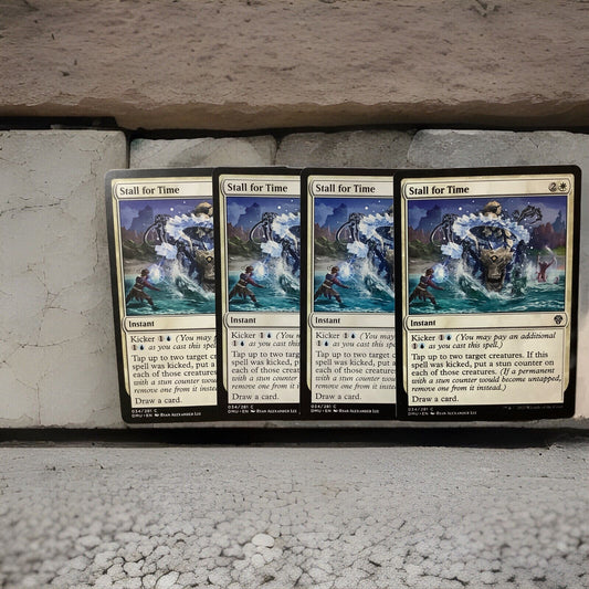 Stall for Time DMU 034 regular finish MTG instant card, playset of four copies displayed.
