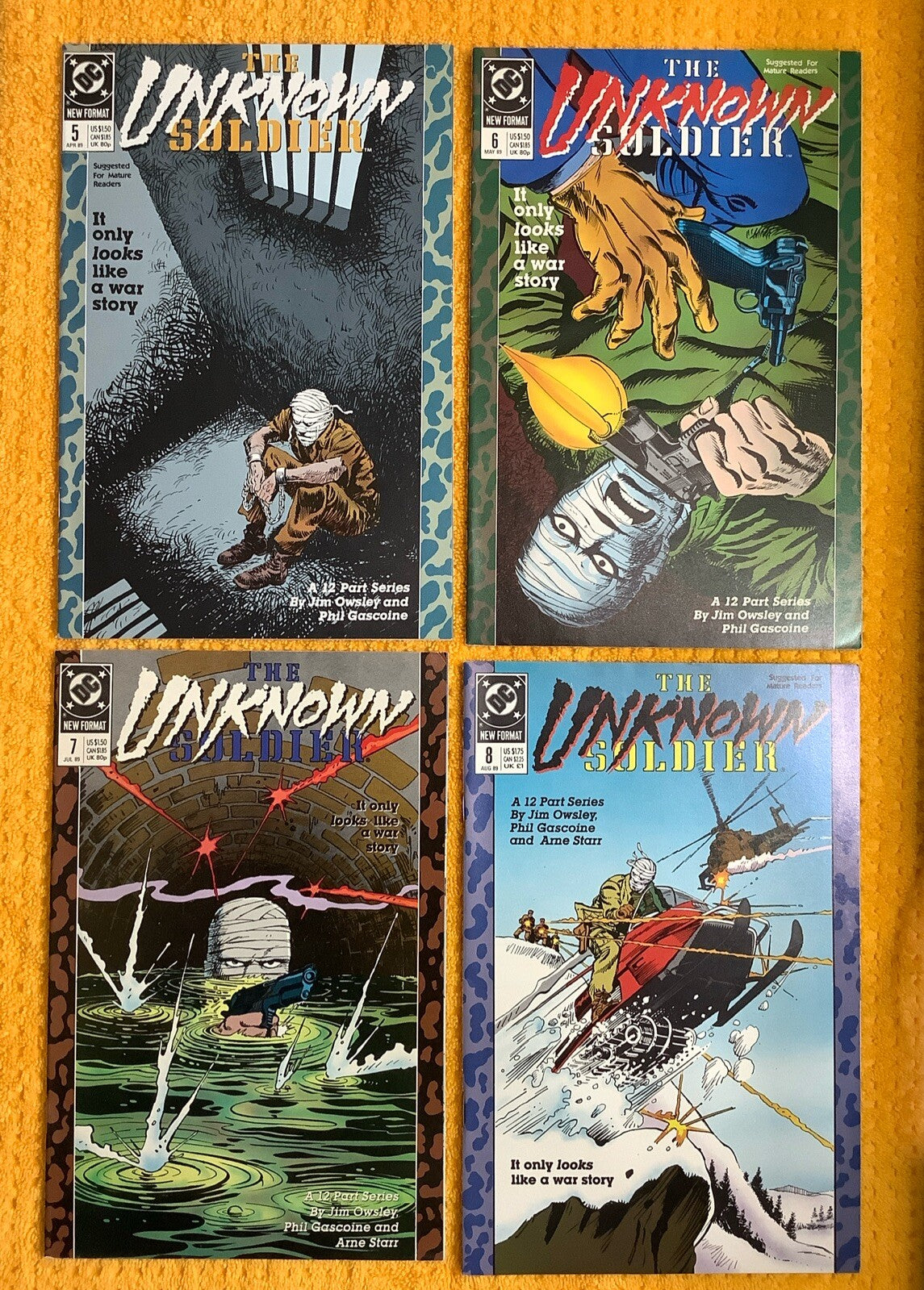 The Unknown Soldier comic book lot featuring issues 5 through 8 from DC Comic