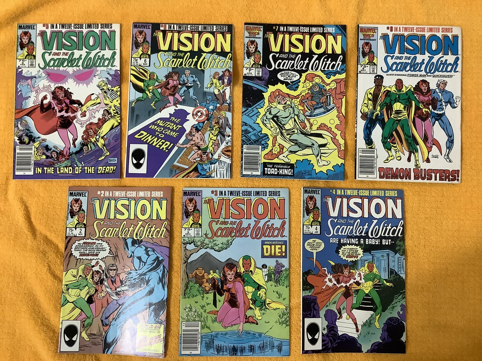 Vision and the Scarlet Witch Marvel comic lot issues 2 through 8 from the limited series