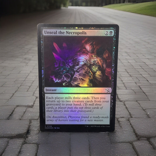 March of the Machine Unseal the Necropolis #128 foil instant featuring graveyard recursion, self-mill synergies, and creature recovery effects.
