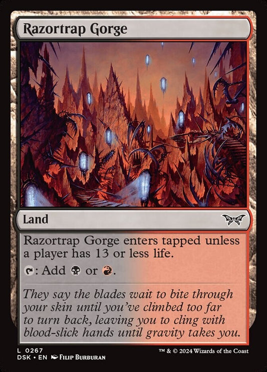 Razortrap Gorge DSK 267 Magic the Gathering Rakdos dual land card from Duskmourn.