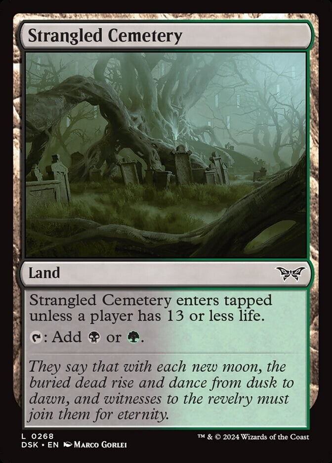 Strangled Cemetery DSK 268 MTG Golgari dual land card from DM Vault Co