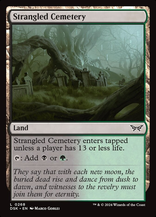 Strangled Cemetery DSK 268 MTG Golgari dual land card from DM Vault Co