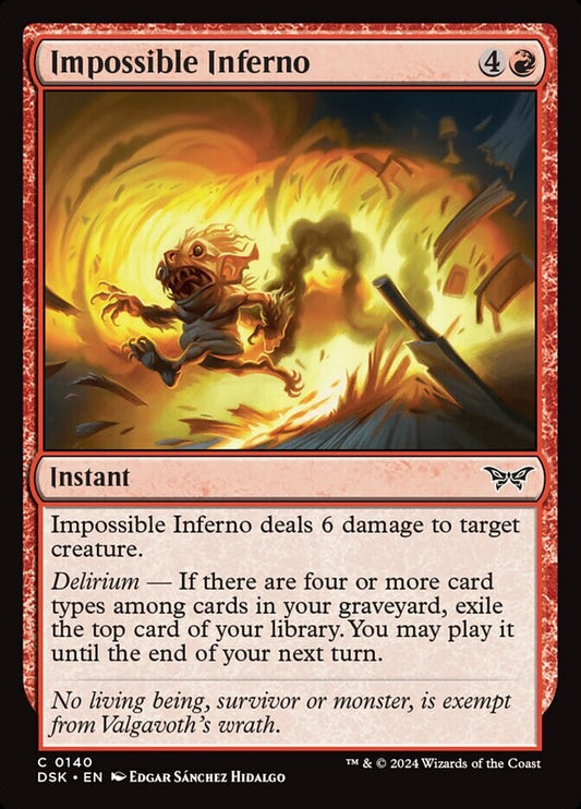 Impossible Inferno #140 Regular Finish from Duskmourn: House of Horror.