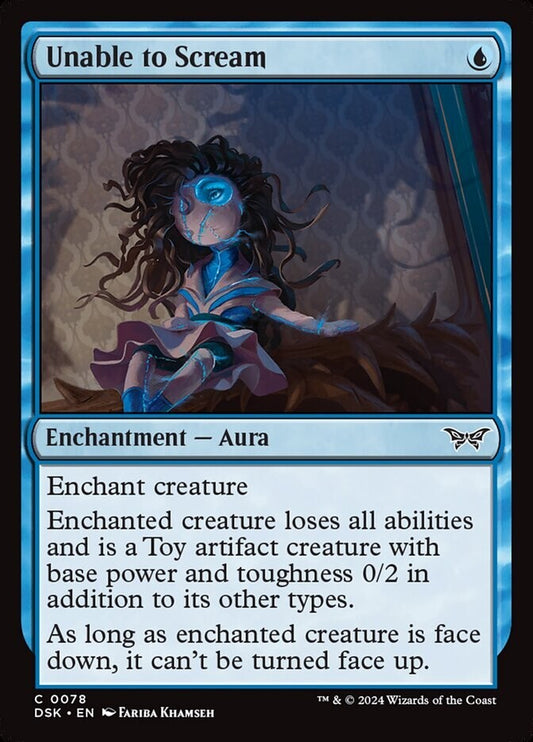 Unable to Scream enchantment aura card from Duskmourn MTG