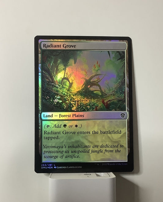 Radiant Grove MTG foil Dominaria United green white dual land card GW mana fixing