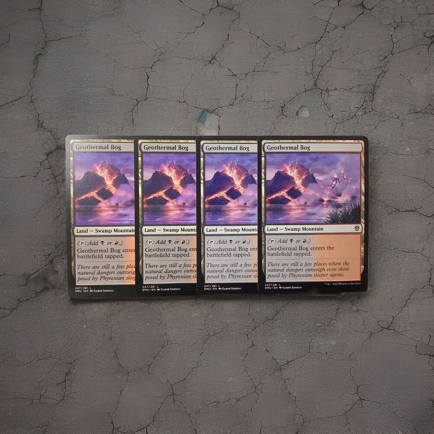 Geothermal Bog DMU 247 Magic the Gathering Swamp Mountain dual land card playset.