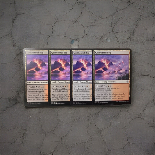 Geothermal Bog DMU 247 Magic the Gathering Swamp Mountain dual land card playset.
