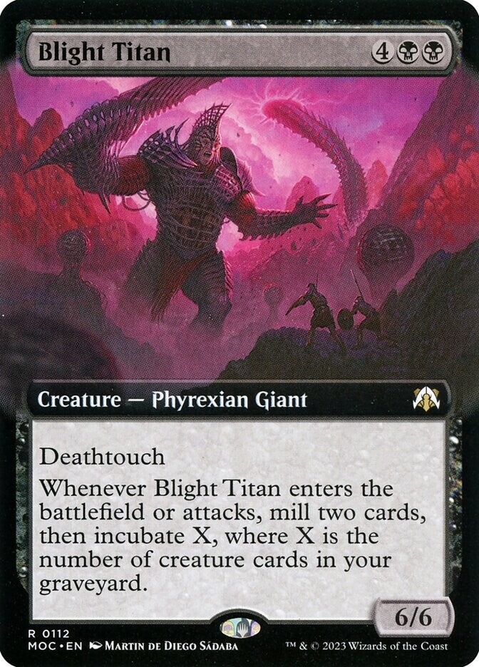 Magic: The Gathering March of the Machine Commander Blight Titan extended art creature card