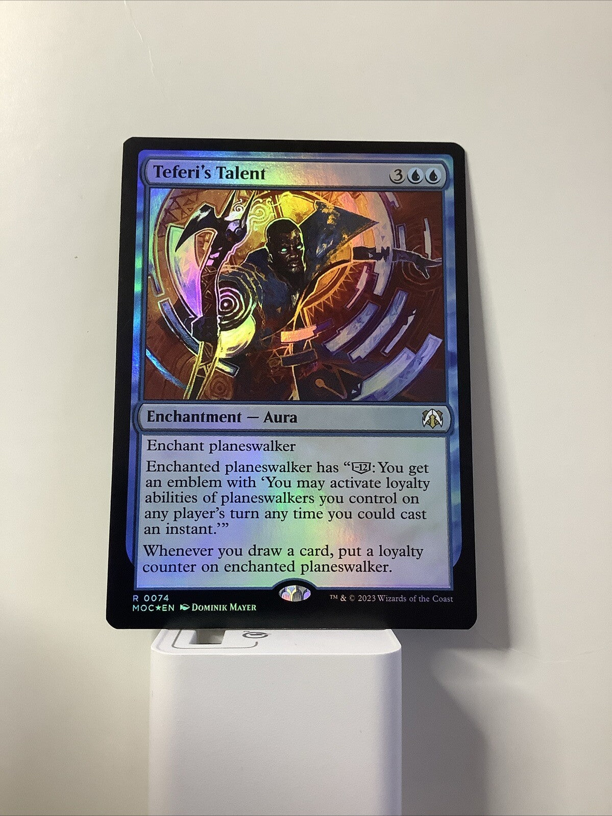 Teferi's Talent MOC 0074 foil Magic the Gathering enchantment aura for planeswalker synergy.