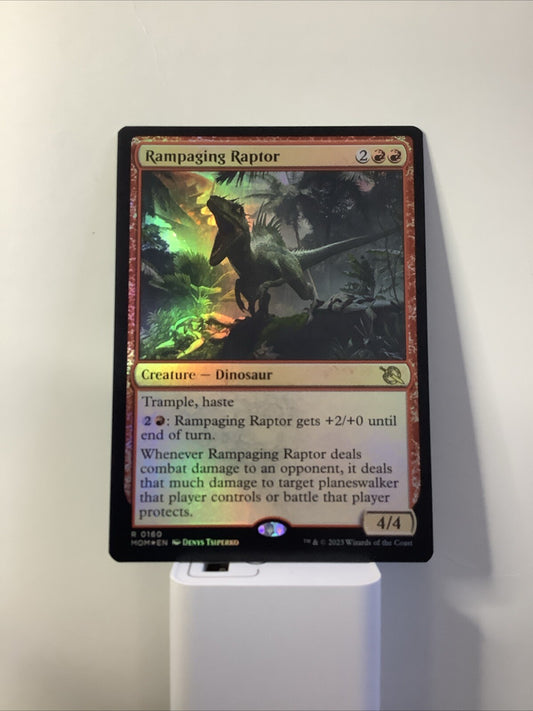 Rampaging Raptor 0160 March of the Machine MTG foil dinosaur creature card