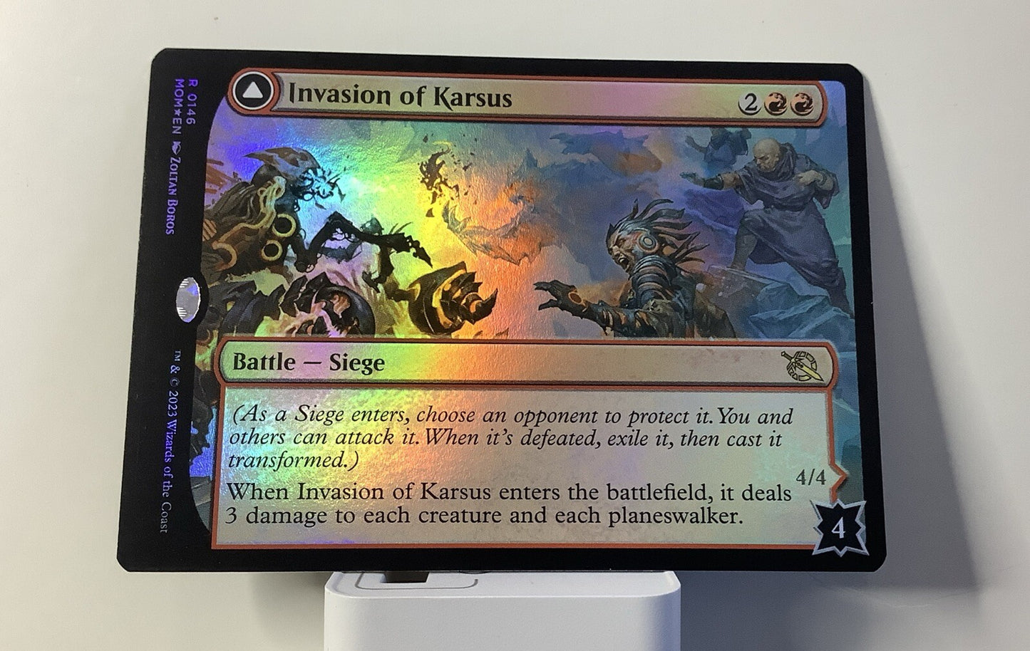 March of the Machine Invasion of Karsus // Refraction Elemental #146 in double-faced foil finish.
