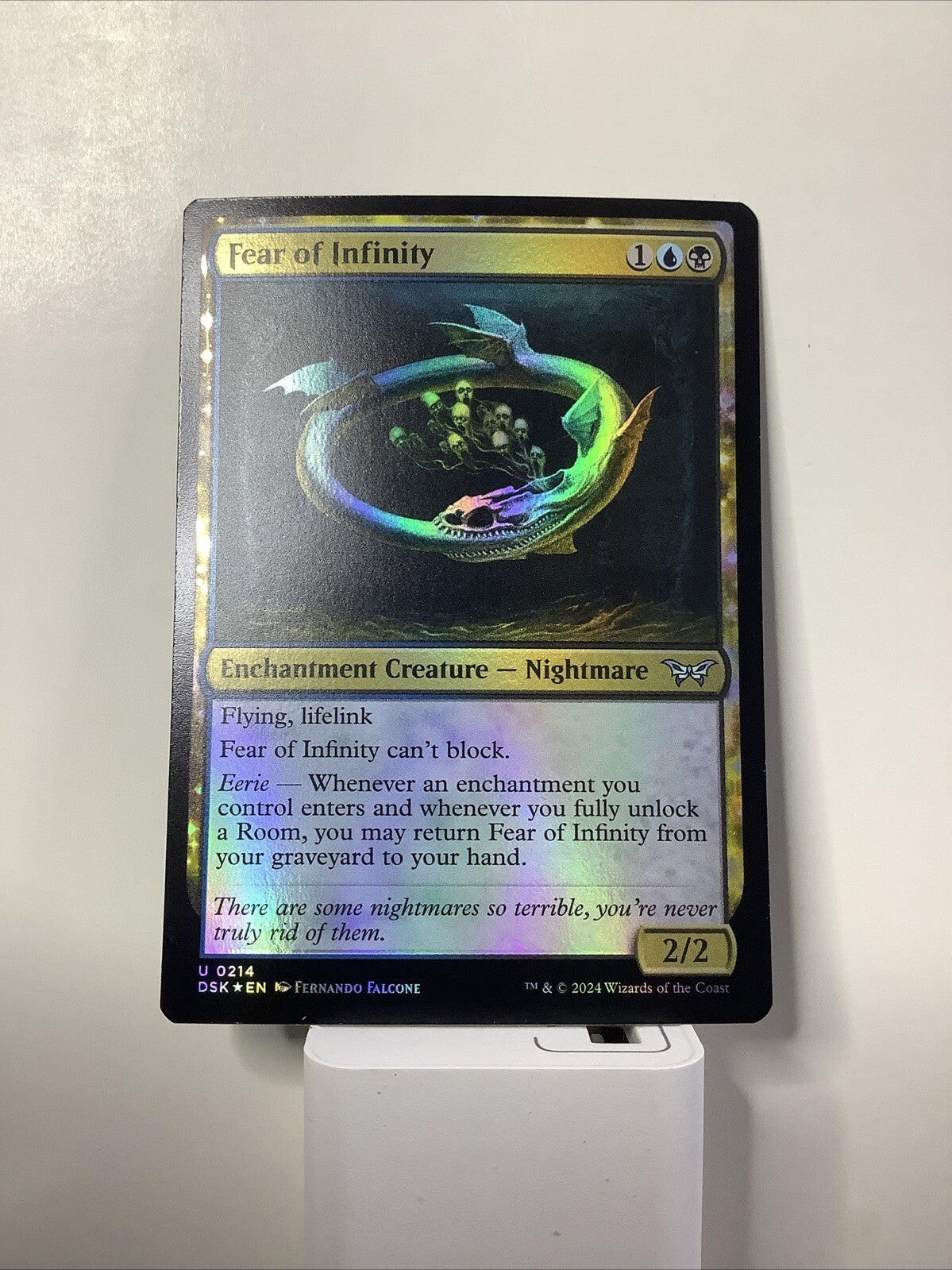 Fear of Infinity #214 foil finish from Duskmourn: House of Horror.