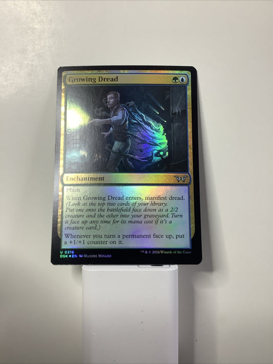 Growing Dread foil enchantment card from Duskmourn 0216