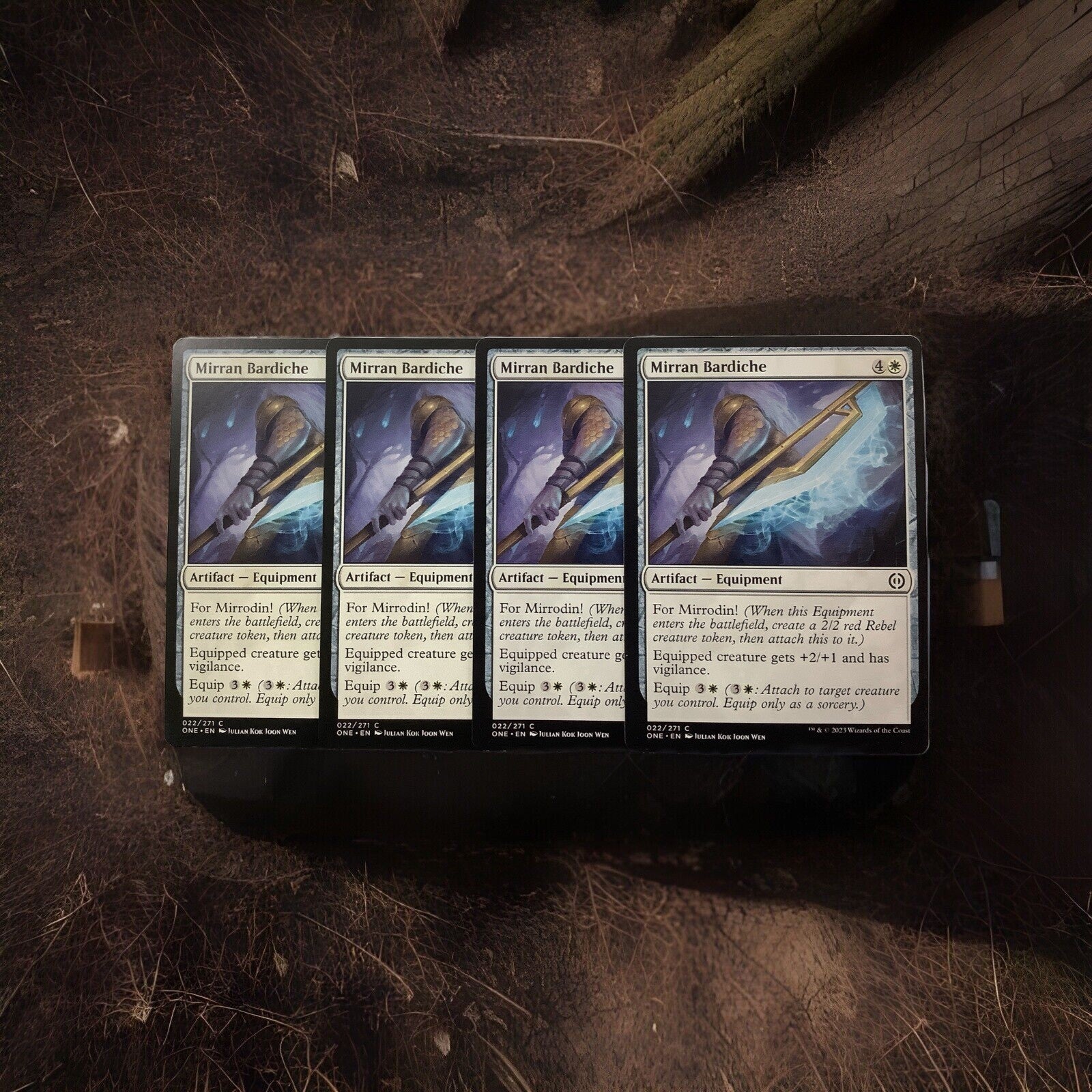 Mirran Bardiche x4 regular finish MTG Phyrexia All Will Be One Equipment playset from DM Vault Co